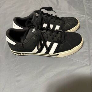 Adidas Men's Black Sneakers with White Stripes